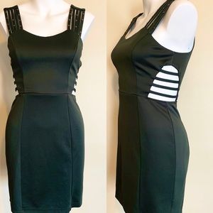 City Trends Green Cutout Studded Sleeveless Dress